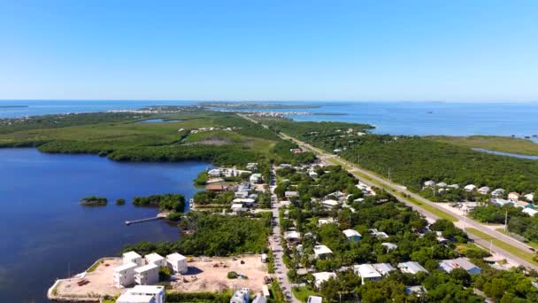 Flygdrönare Video Florida Keys Landskap Overseas Motorväg — Stockvideo
