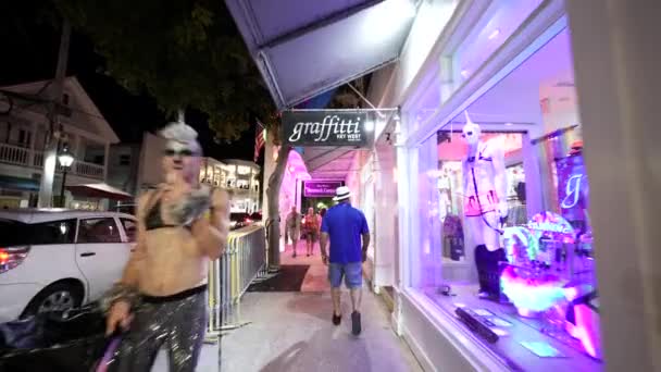 Key West Usa Października 2023 Nocne Filmy Duval Street Key — Wideo stockowe
