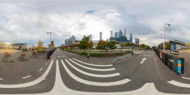 New York, New York, New York, ABD - 27 Ekim 2023: New York Manhattan bisiklet fitness pistleri. 360 VR eşdörtgen fotoğraf