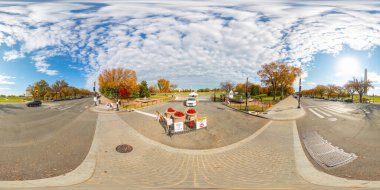 Washington DC, ABD - 28 Ekim 2023: Ellipse Washington DC güvenlik girişi. 360 panorama VR eşdörtgen fotoğraf