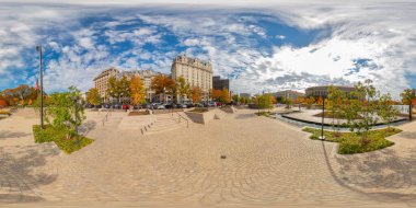 Washington DC, ABD - 28 Ekim 2023: Borsa fotoğrafı Pershing Park Washington DC. 360 panorama VR eşdörtgen fotoğraf