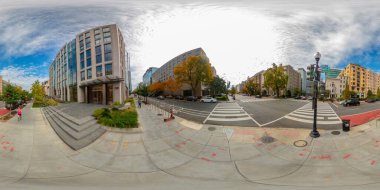Washington DC, ABD - 28 Ekim 2023: Washington DC 'deki ofis binası. 360 panorama VR eşdörtgen fotoğraf