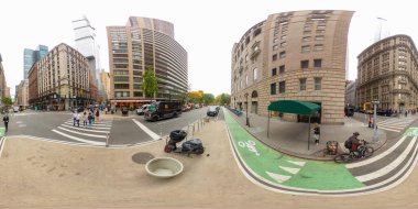New York, New York, New York, ABD - 27 Ekim 2023: 360 New York 7. Cadde ve W 58. Cadde kavşağı. 360 panorama VR eşdörtgen fotoğraf