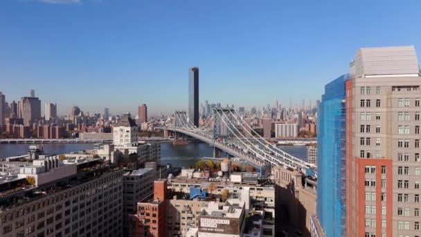 Avvicinamento Drone Aereo Manhattan Bridge New York 2023 — Video Stock