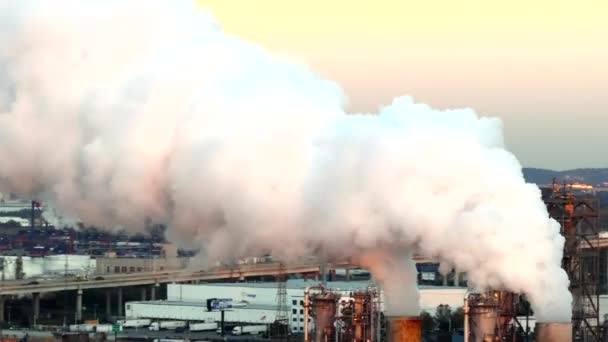 Nuages Industrie Vidéo Drone Aérien Fumée Gaz Combustion Usine Industrielle — Video
