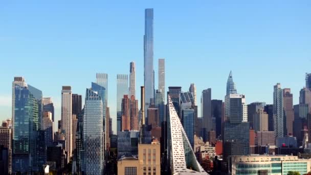 Съёмки Склада Нью Йоркская Воздушная Панорама Hells Kitchen Greenwich Village — стоковое видео