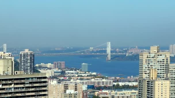Hava Görüntüsü George Washington Köprüsü New Jersey 2023 — Stok video