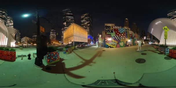 Noční Scéna Manhattanu New Yorku 360 Rovnostranné Video — Stock video