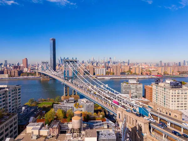Aerial View Manhattan Bridge Brooklyn Bridge New York City — Stock Photo, Image