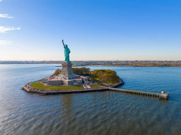 Aerial Photo Tour Statue Liberty New York Top Destination Visiting — Stock Photo, Image