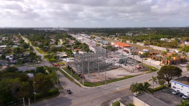 Stock Video Electric Power Relay Station Drone Pov — Stock Video