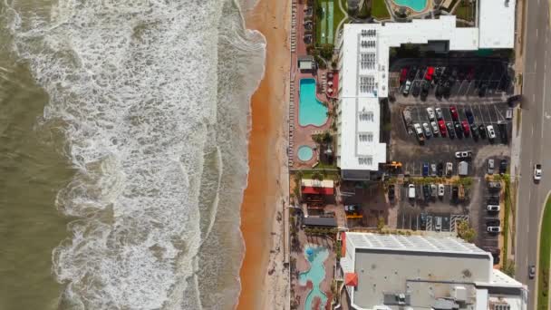 Aerial Overhead Droen Vídeo Ormond Beach Florida Vista Praia Erosão — Vídeo de Stock