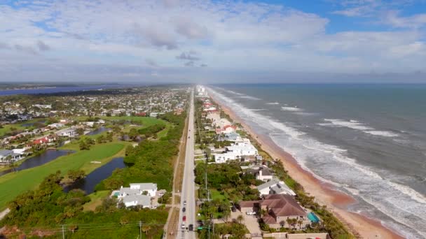 Drone Stock Vídeo Triton Beach Ormond Beach Florida Casas Mansão — Vídeo de Stock