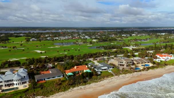 Imagens Aéreas Drone Casas Luxo Triton Beach Ormond Beach Florida — Vídeo de Stock