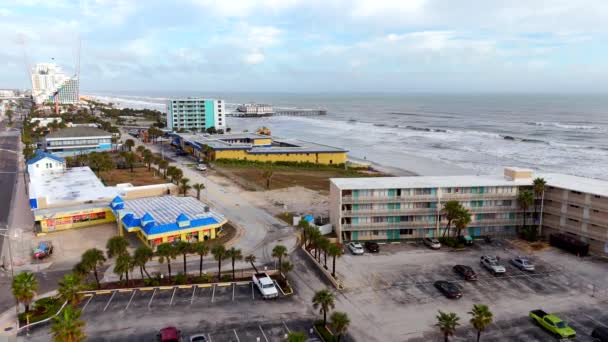 Отели Daytona Beach 2023 Aerial Stock Video — стоковое видео
