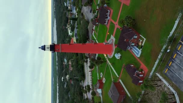 Verticale Drone Stock Video Ponce Leon Inlaat Vuurtoren Florida Verenigde — Stockvideo