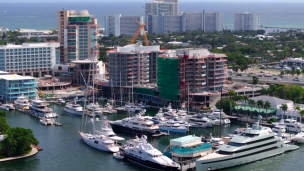 Fort Lauderdale Usa Prosince 2023 Aerial Stock Video Pier Sixty — Stock video