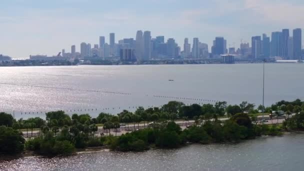Вид Воздуха Даунтаун Майами Джулия Таттл Переднем Плане — стоковое видео