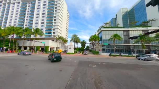 Miami Beach Usa December 2023 Miami Drive Collins Avenue 23Rd — Stockvideo