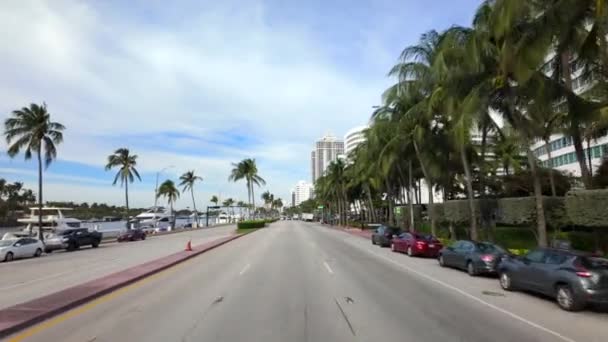 Miami Beach Eua Dezembro 2023 Filmagem Vídeo Passeio Carro Miami — Vídeo de Stock