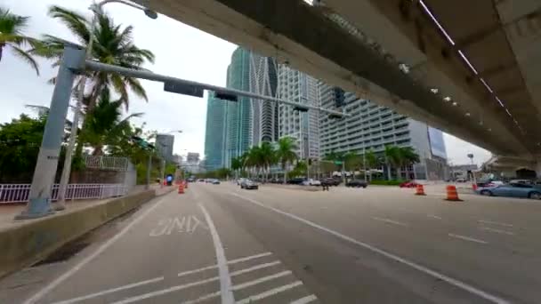 Miami Usa Januari 2024 Bakifrån Med Avgång Från Miami Centrum — Stockvideo