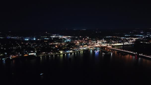 Night Aerial Approach Footage Augustine Florida — Stock Video