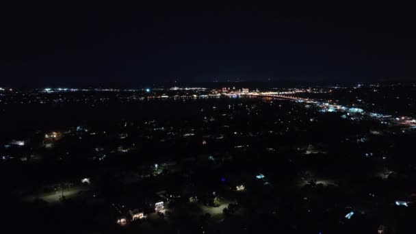Night Aerial Vaststelling Schot Augustine Florida Stock Video Beelden — Stockvideo