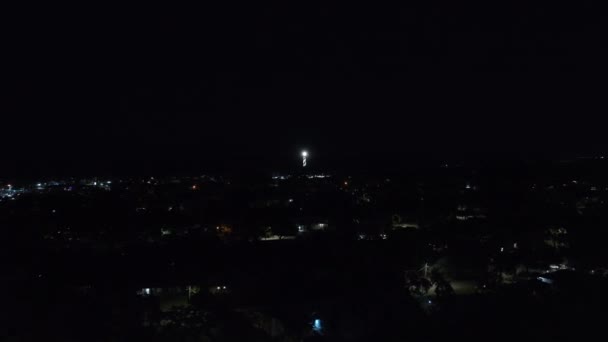 Nachtelijke Luchtopname Nadert Augustine Lighthouse — Stockvideo