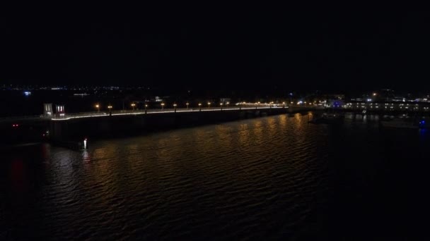Nachtelijke Luchtfoto Bridge Lions Augustine Florida — Stockvideo