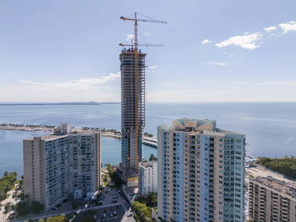 Miami Usa Januari 2024 Flygfoto Una Residences Byggarbetsplats Brickell Med — Stockfoto