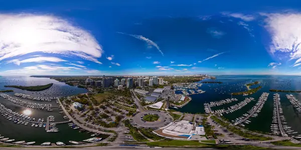 Aerial 360 Equirectangular Photo Miami Coconut Grove 2024 — Stock Photo, Image