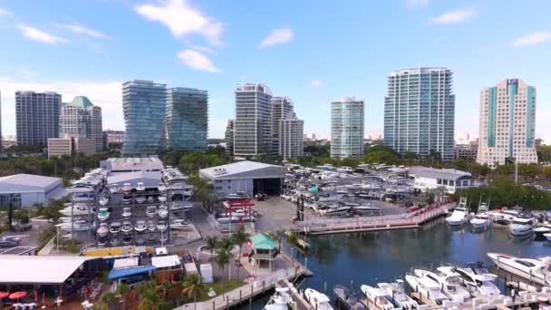 Miami Usa Gennaio 2024 Basso Video Aereo Grove Harbor Marina — Video Stock