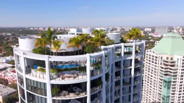 Miami Usa Januari 2024 Flygande Takutsikt Club Residences Park Grove — Stockvideo
