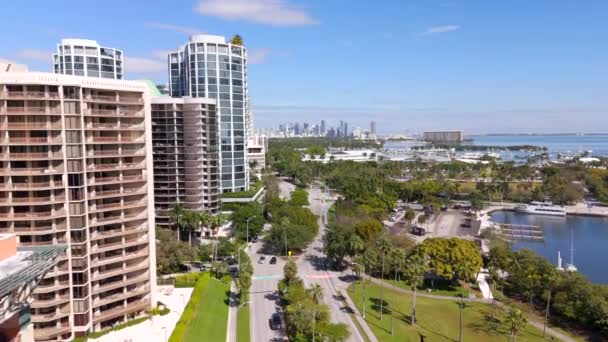 Aerial Drone Απόθεμα Βίντεο Coconut Grove Miami 2024 — Αρχείο Βίντεο