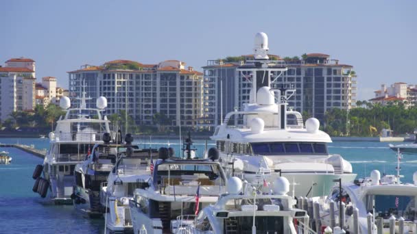 Miami Abd Şubat 2024 Miami Beach Marina Manzaralı Fisher Island — Stok video