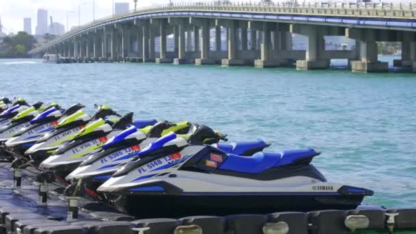 Miami Estados Unidos Febrero 2024 Alquiler Motos Acuáticas Miami Beach — Vídeos de Stock