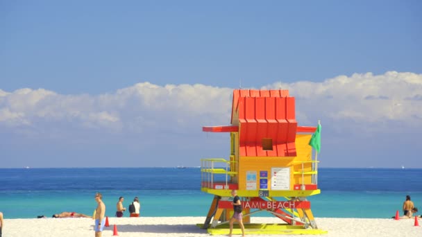 Miami Usa Febrero 2024 Hdr Video Miami Beach Lifeguard Tower — Vídeos de Stock