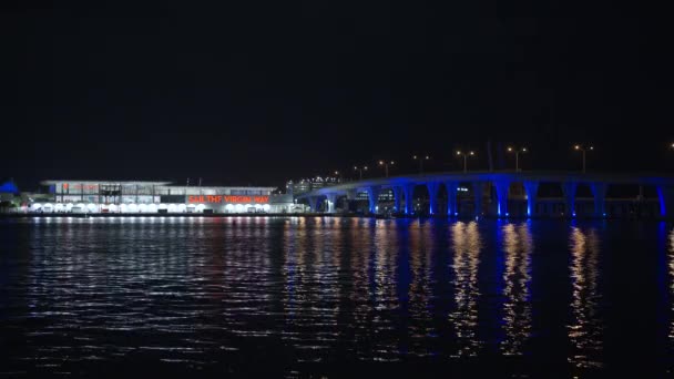 Miami Usa Febbraio 2024 Notte Hdr Terminal Virgin Voyages Porto — Video Stock
