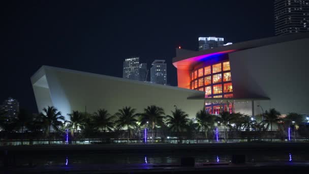 Miami Usa Lutego 2024 Neon Hdr Video Kaseya Center Downtown — Wideo stockowe