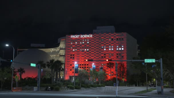 Miami Usa Febbraio 2024 Luci Neon Rosse Miami Frost Science — Video Stock
