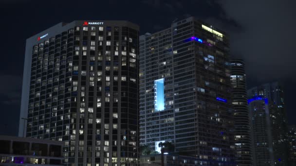 Hdr Miami Νύχτα Βίντεο Marriott Hotel — Αρχείο Βίντεο