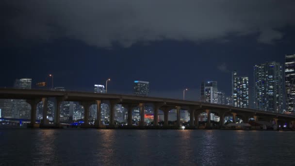 Śródmieście Miami Noc Hdr Wideo 2024 Strzał Prory Surowe — Wideo stockowe