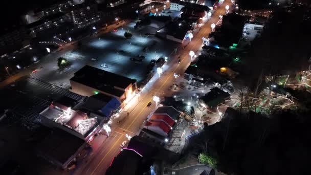 Night Aerial Footage Gatlinburg Tennessee Usa — Stock Video