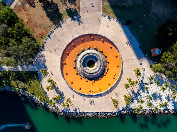 Aerial Stock Photo Fountain Bayfront Park Miami — Stock Photo, Image