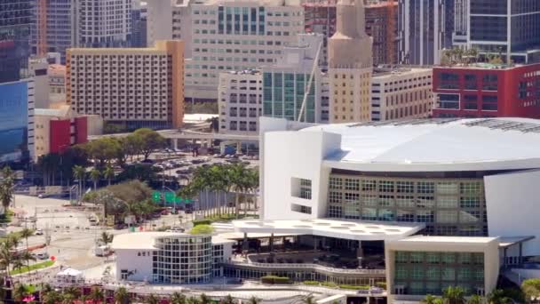 Miami Usa Lutego 2024 Filmik Lotu Ptaka Kaseya Center Downtown — Wideo stockowe
