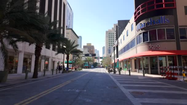 Miami Usa 2024 Február Walking Flagler Street Downtown Miami — Stock videók
