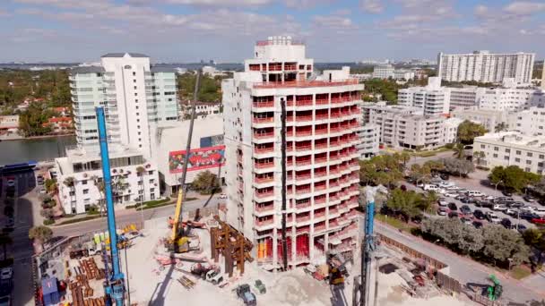 Miami Beach Florida Usa Februar 2024 Drohnenvideo Aman Hotel Bau — Stockvideo