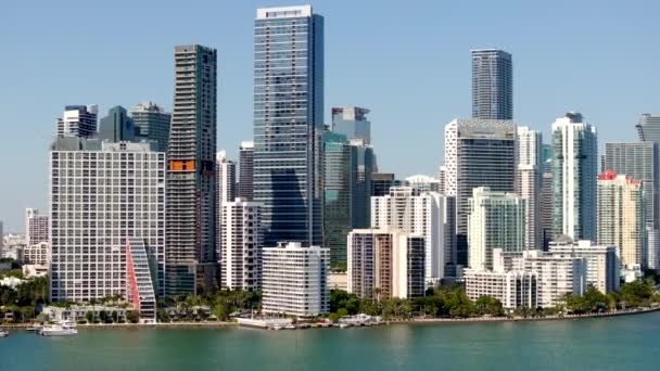 Aerial Drone Video Brickell Business Financial District Highrise Buildings 2024 — Vídeos de Stock