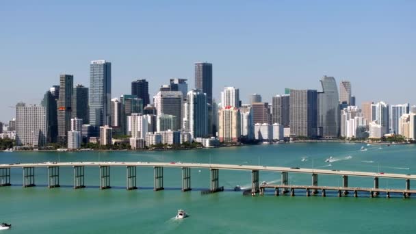 Brickell Miami Cityscape Bay Bridge — Stock video