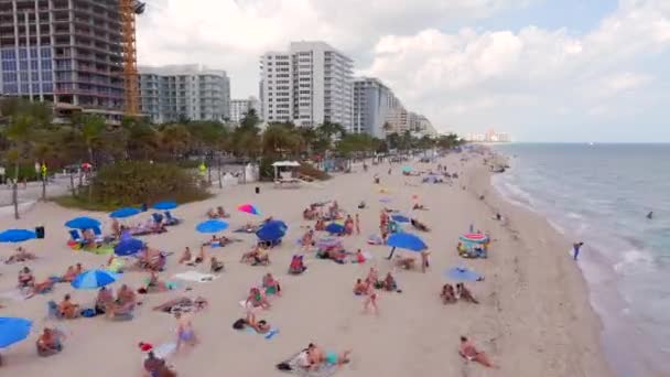 Fast Beach Flyover Aerial Fort Lauderdale Spring Break Drone — Stock Video